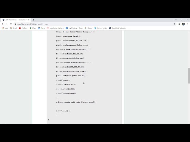 AWT Panel in Java | Panels in Java Example