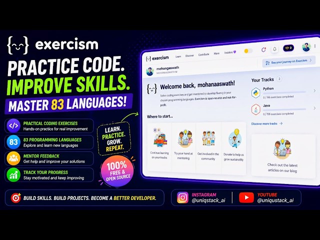 🚀 Exercism – Practice 83 Programming Languages with Coding Exercises #coding #programming #developer