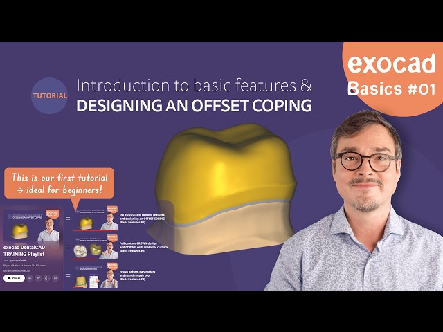 exocad Basics #01 - INTRODUCTION to BASIC FEATURES designing an OFFSET COPING