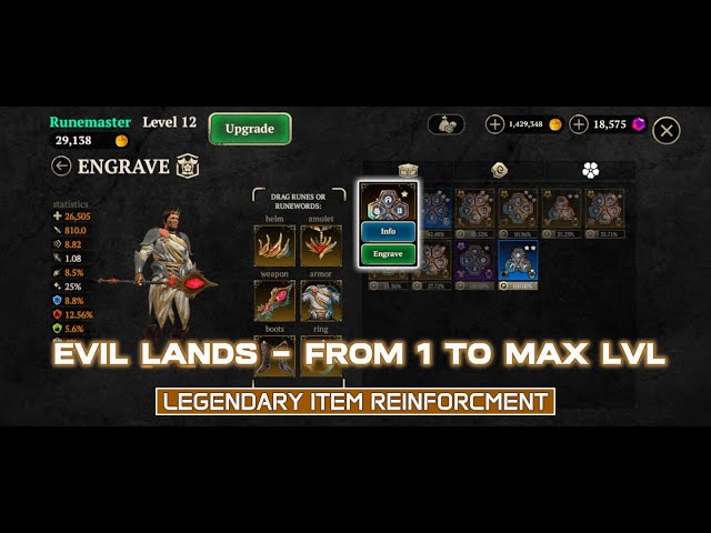 Evil Lands: 🔥From 1 To Max Level - Legendary Reinforce 4 level🔥