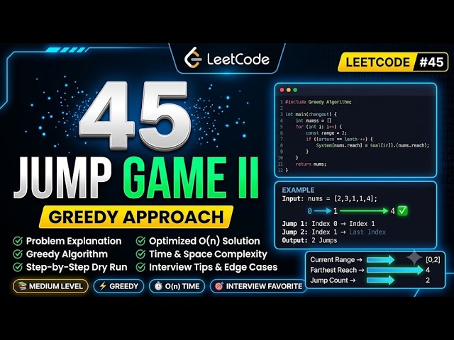 LeetCode 45 - Jump Game II | Greedy Interview Question