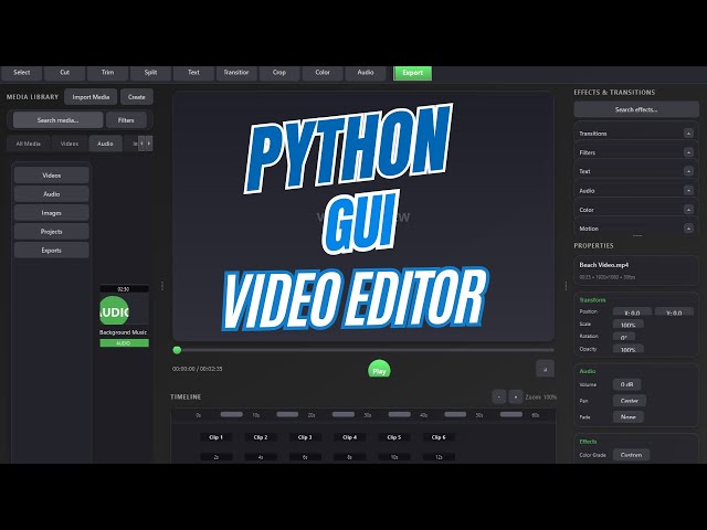 Turn your Python code into GUI Modern video editor