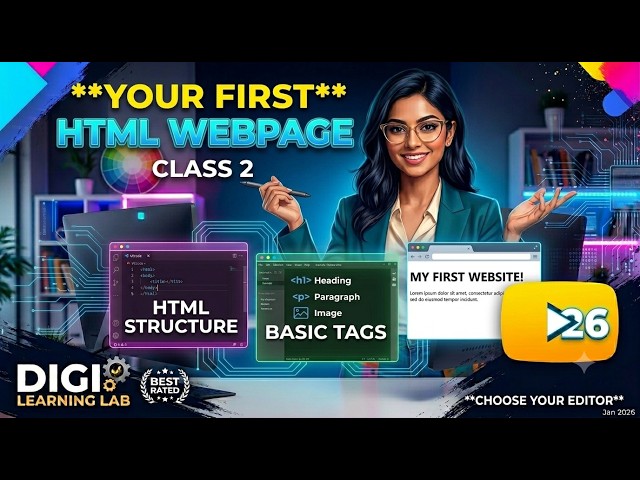Create Your First Webpage! | Class 2 HTML Full Course for Beginners