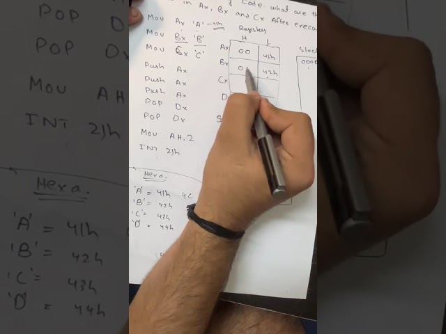 Emu8086 Push,  Pop and register manipulation. Computer Organisation and Assembly Language ( COAL)