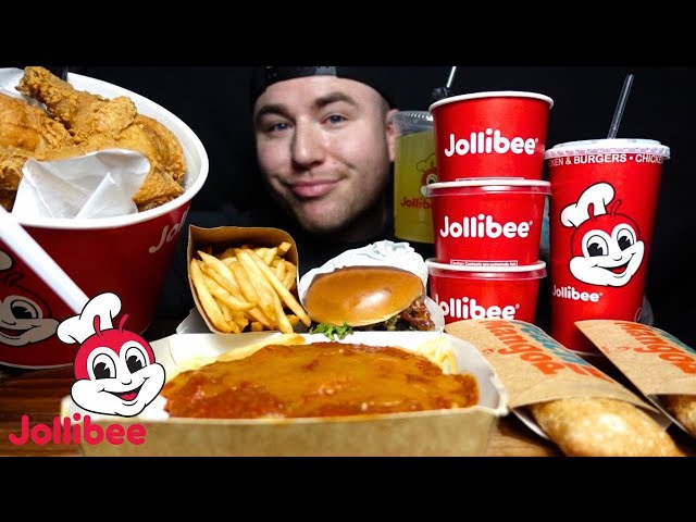 JOLLIBEE ASMR MUKBANG I 12 PIECE CHICKENJOY ALOHA BURGER ADOBO RICE & JOLLY SPAGHETTI
