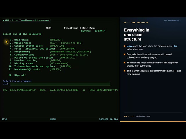 RPG Programming I - Session 4.7 Structure Logic Lab