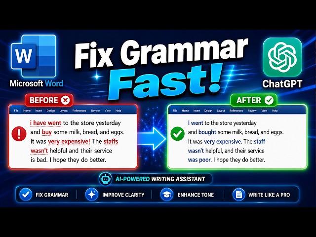 How to Fix Grammar Mistakes in Word Using ChatGPT | AI Writing Help