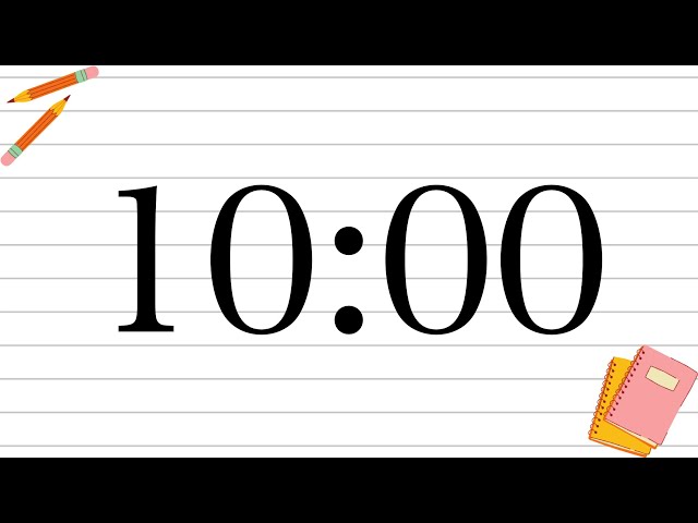 10 Minute Fun School Notebook Classroom Timer (No Music, Piano Alarm at End)