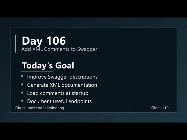 Day 106 - Add XML Comments to Swagger | ASP.NET Core Web API
