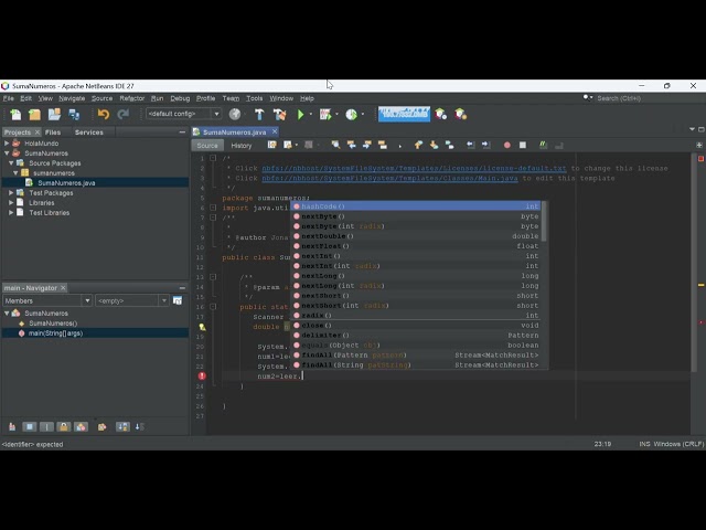 suma de dos números en java