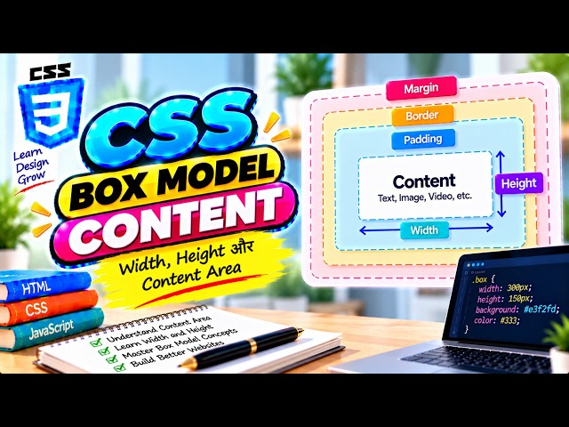CSS Box Model Content आसान भाषा में | Width, Height और Content Area | CSS Tutorial