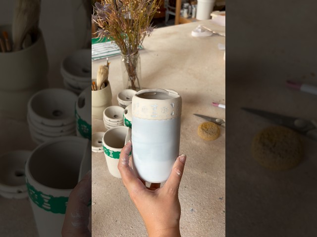 making a ceramic lace to go cup!