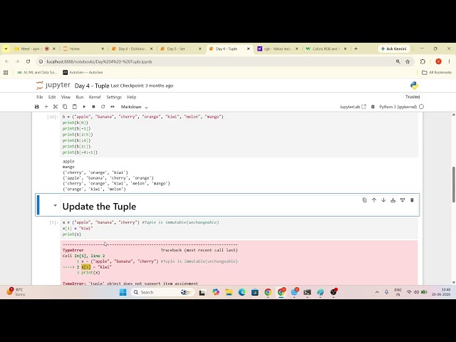 Day 4 - Python Tuple Tutorial | Type Conversion, Slicing & Tuple Methods Explained