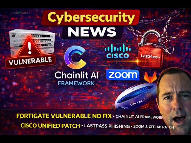 Fortigate no fix - Chainlit AI - Cisco patch - Lastpass - Zoom gitlab - Blue Origin Terawave