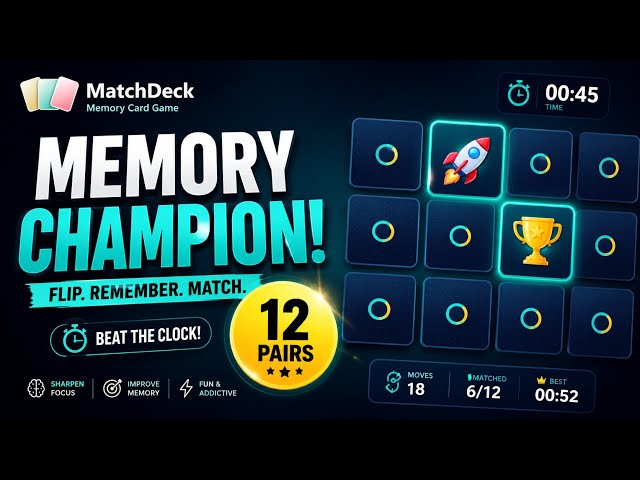 MatchDeck - Memory Card Game JavaScript Game Project | Mini Project 2026 Source Code