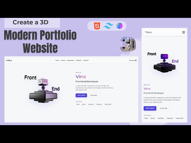 3D Portfolio Website 🌐🔥 | HTML CSS JS + Tailwind + Spline.js | Stunning Design You Must See!