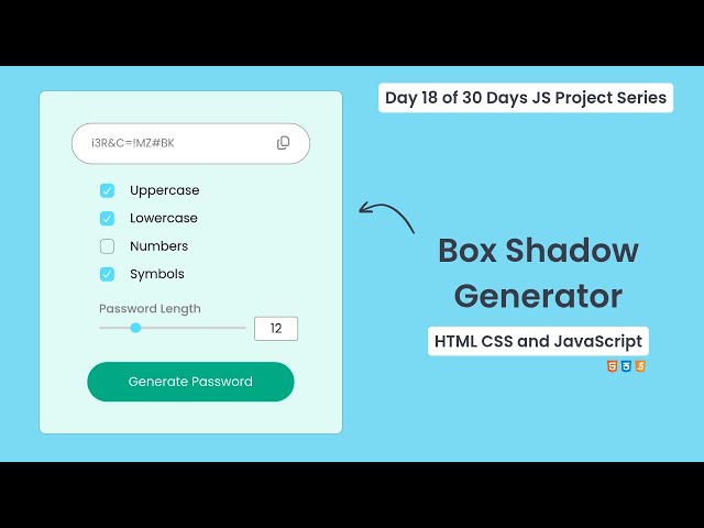 Password Generator in HTML CSS & JavaScript | Day 18 of 30 Days JS Project Series