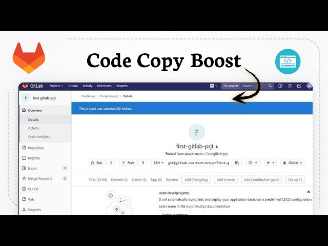 How to fork a repo in GitLab (Branch Clone)