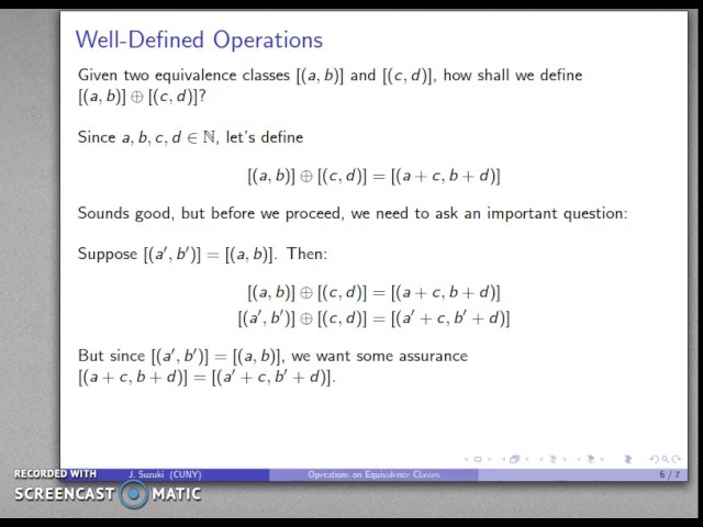 operations on equivalence classes