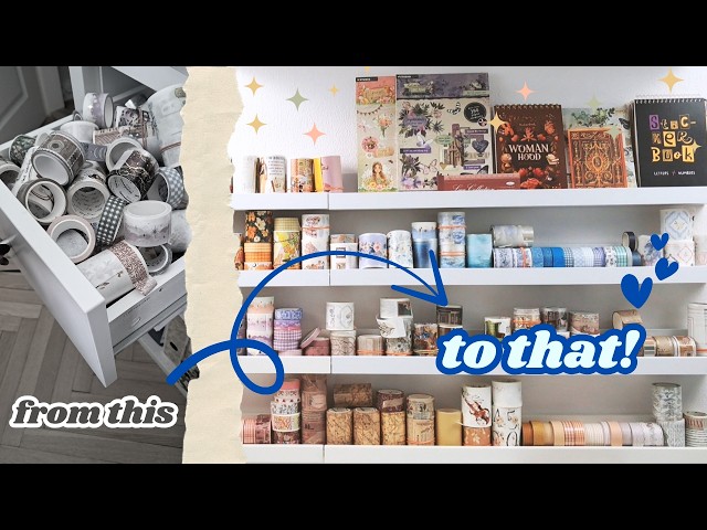 Building a washi tape wall! ✨ stationery organisation makeover 💪 easy DIY