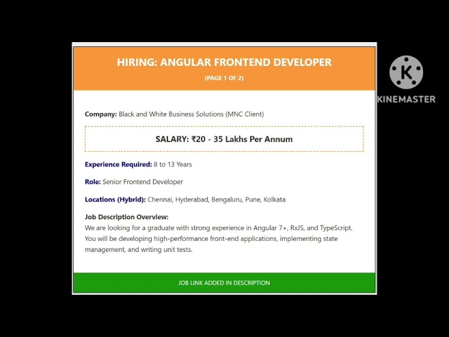 20-35 LPA Salary | Angular Developer Job Recruitment 2026 | Chennai, Bangalore, Hyderabad MNC Hiring