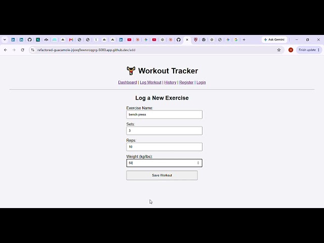 Workout Tracker  Final Project