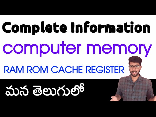 computer memory explained in telugu | RAM ROM Cache Memory | Vamsi Bhavani
