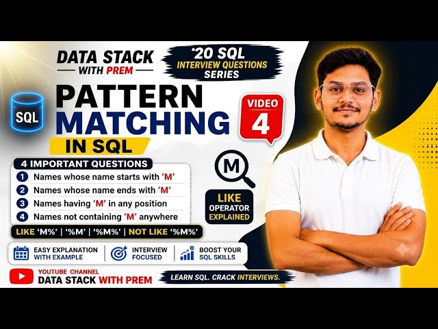 SQL Interview Question #4 : Pattern Matching | 20 SQL Interview Questions | Data Stack with Prem