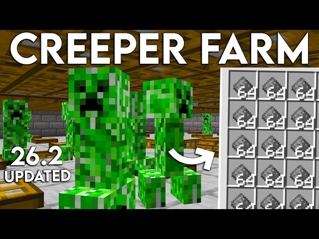 NEW AUTOMATIC UPDATED Minecraft Java 26.2 Creeper Farm Tutorial (Easy)