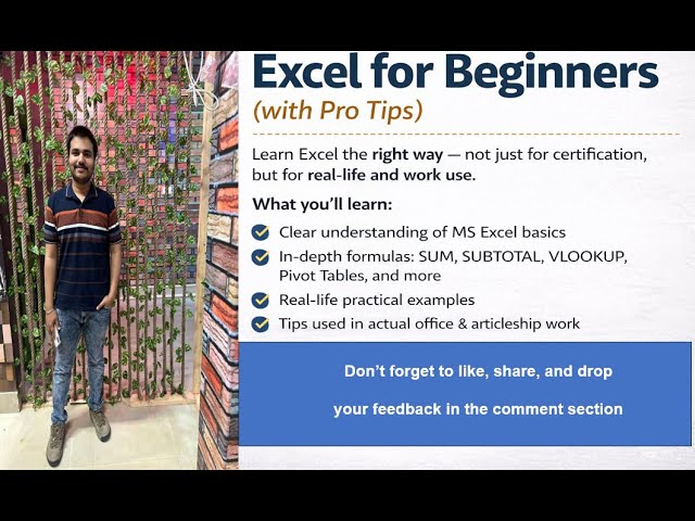 Excel for beginners – Basic to Intermediate level with real-life learnings || Vlookup | Pivot table
