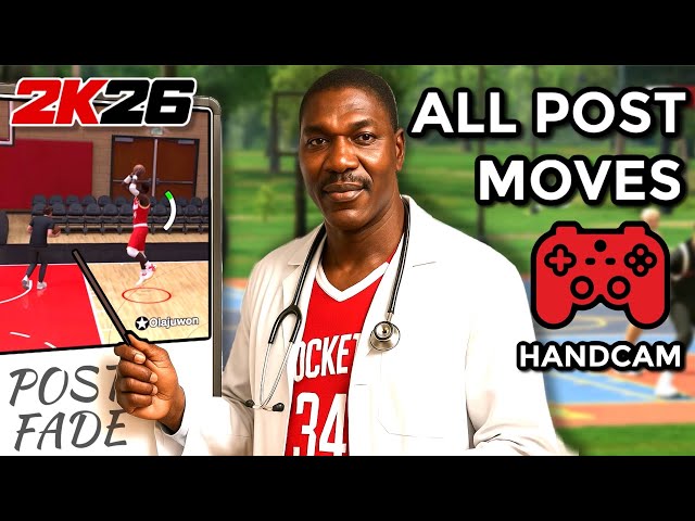 NBA 2K26 POST MOVES TUTORIAL *HANDCAM* HOW TO Fade, Hopstep, Dropstep, Hook, Post Go-To-Shot & More