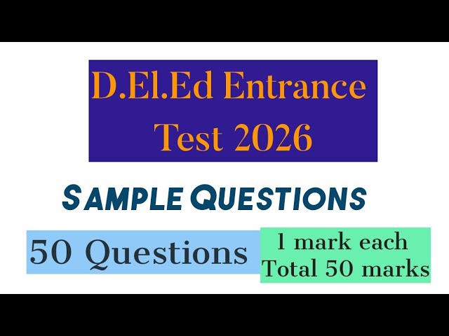 D.El.Ed Entrance Test 2026 Sample Questions