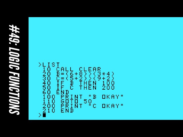 #49: Logic Functions (101 Programming Tips & Tricks for the TI-99/4A Home Computer)