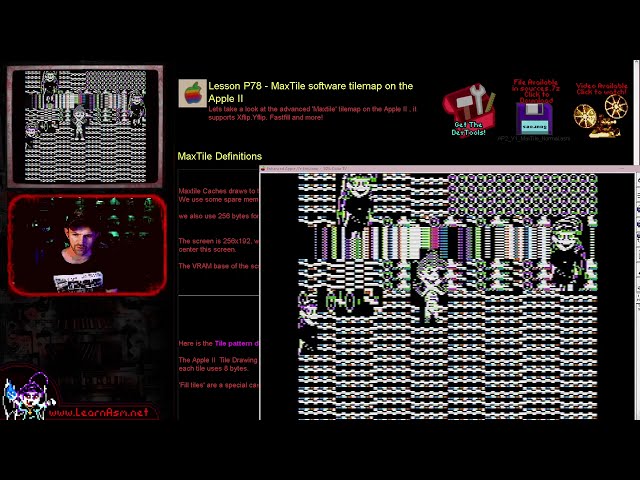 6502 Lesson P78 - MaxTile software tilemap on the Apple II