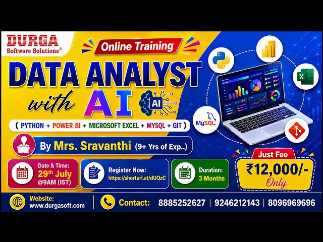 DATA ANALYST with AI Online Training @ DURGASOFTDATA ANALYST with AI by Sravanthi