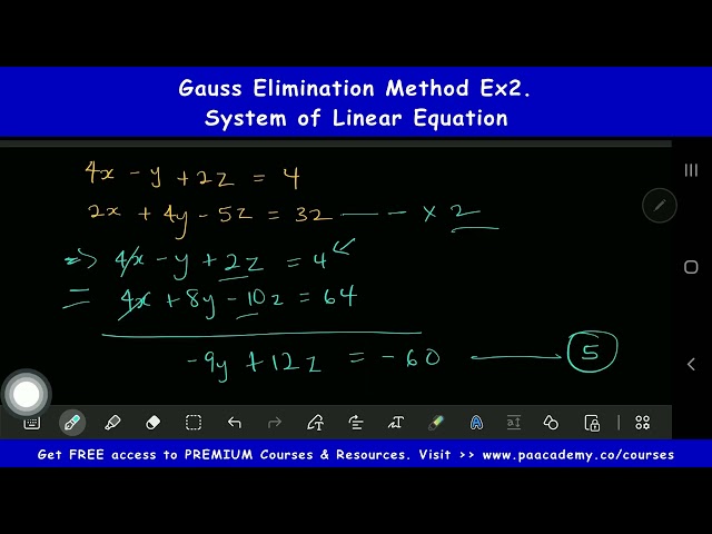Gaussian Elimination Method Ex2. System of Linear Equations Solution to 3x3 Simultaneous Equations