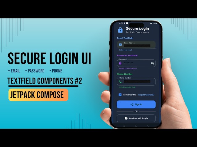 Secure Login Form UI | TextField Components #2 | Jetpack Compose Material 3