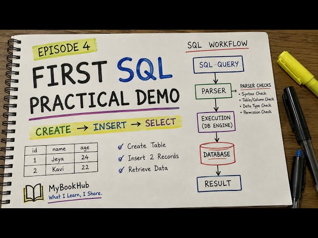 First SQL Practical Demo | Create Table, Insert & Retrieve Data | SQL Workflow | Episode 4