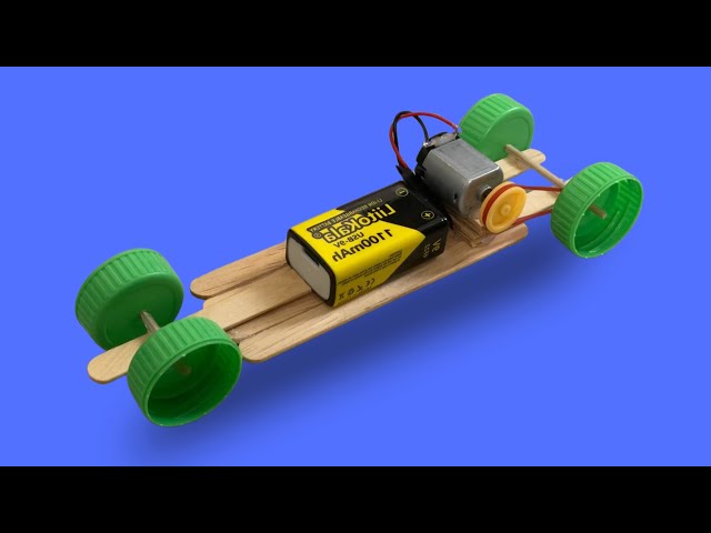 How to Make an Electric Racing Car With Popsicle Stick |  Easy DIY Crafts with Powered DC Motor