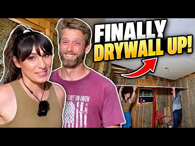 Our Cabin Build FINALLY Has DRYWALL On The Ceiling!