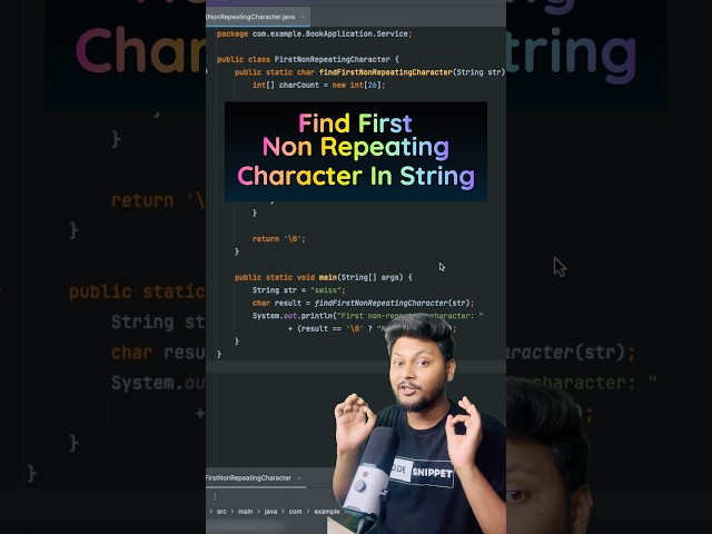 Find First Non Repeating Character In String #coding #javaframework #programming