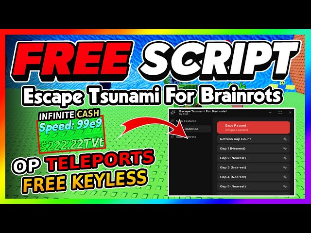Escape Tsunami For Brainrots Script *NO KEY* - TELEPORT BYPASS, DUPE, AUTOFARM + More!