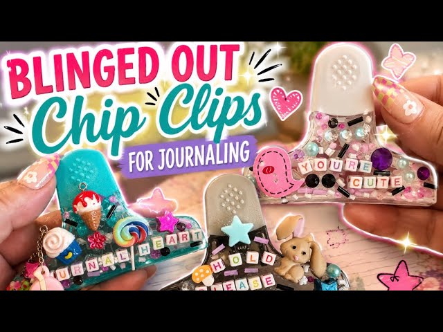 Blinged Out Chip Clips w/ Dangle For Your Journal | Personalized | Dollar Tree Supplies 