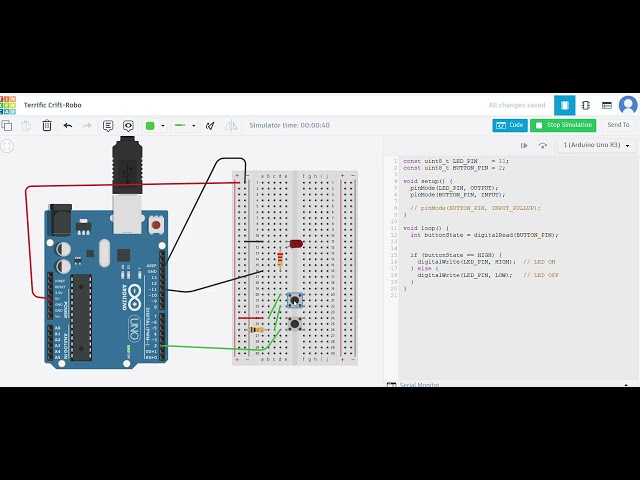 Push Button LED ON code Test