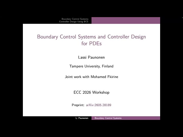 Abstract Boundary Control Systems for Control of Partial Differential Equations (ECC26 talk)