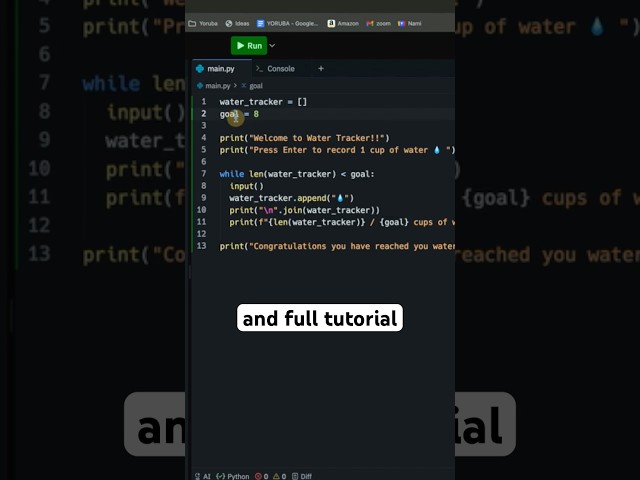 Build your first Python Project: Water Tracker Coding Tutorial