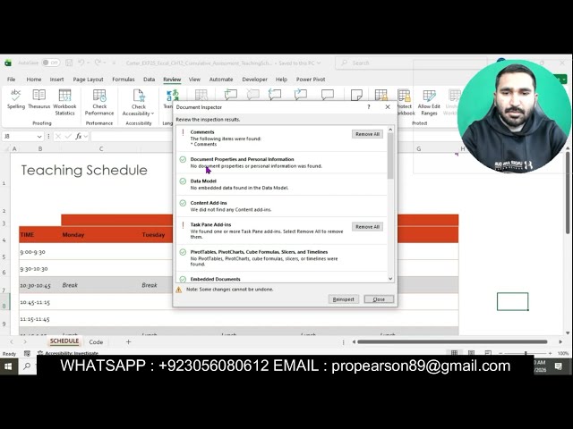 Exp25_Excel_Ch12_CumulativeAssessment_Teaching_Schedule | Exp25 Excel Ch12 CumulativeAssessment