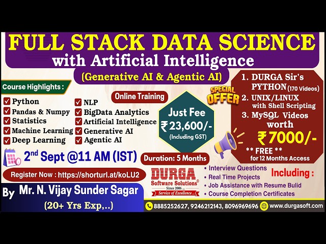 FULL STACK DATA SCIENCE with Artificial Intelligence Online Training @ DURGASOFT