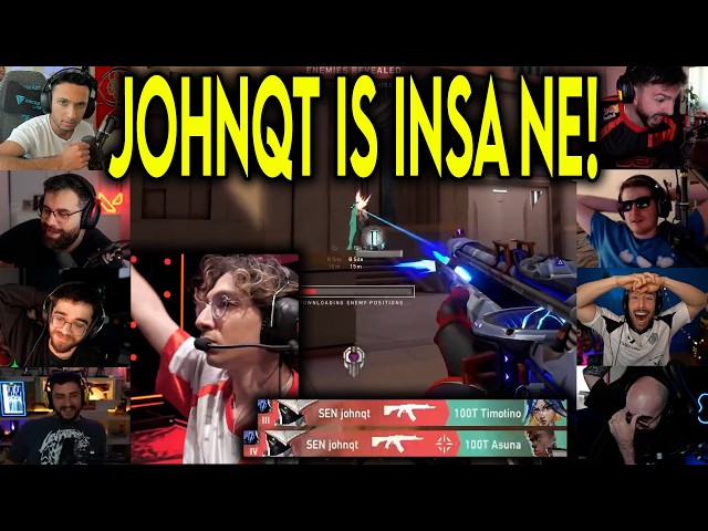 Valorant Streamers React To Sen Johnqt CRAZY 1v2 CLUTCH Against 100T In VCT