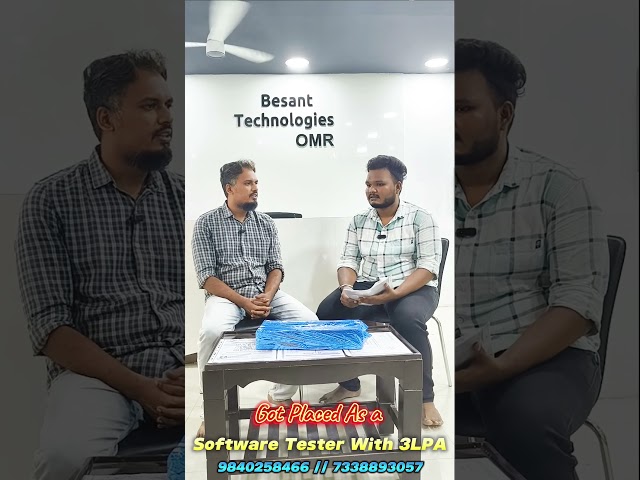 Software Tester Course in Chennai OMR 100% placement Support  Besant Technologies OMR Chennai